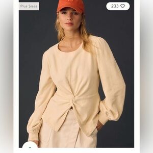 Anthropologie Pilcro Bohemian Twist Front Sweatshirt in Cream size Small